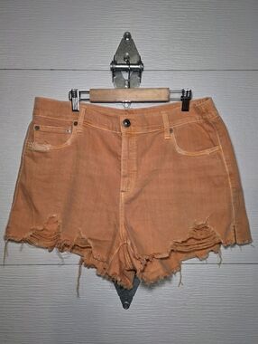 aerie Washed Orange Distressed Denim Cutoff Shorts